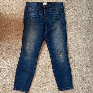 J. Crew Women's Distressed Dark Blue Skinny Jeans